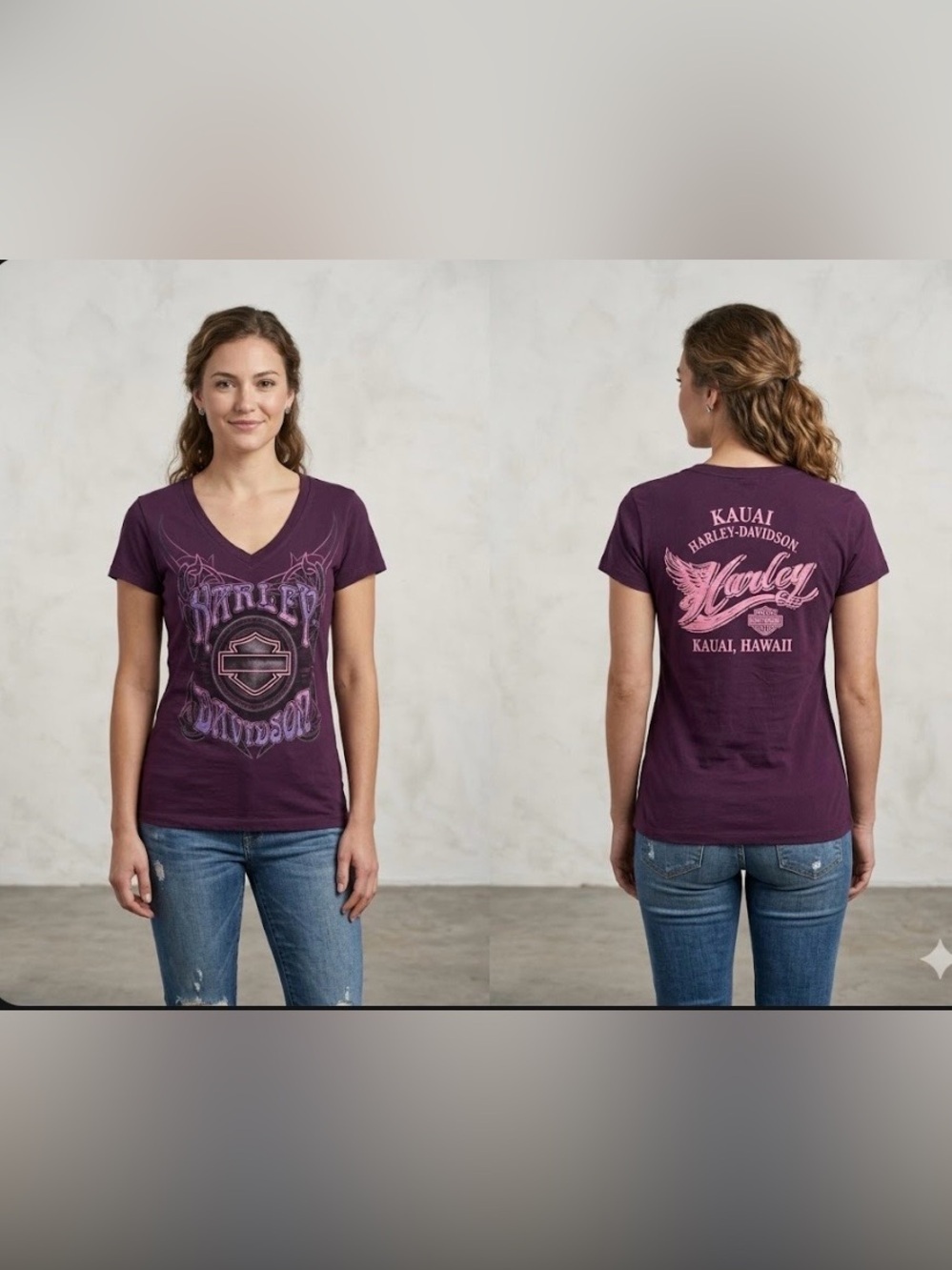 Harley-Davidson Women's Plum Graphic V-Neck Tee 851